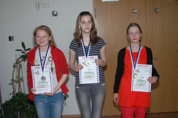 AK u16w, v.l.n.r.: 2. Vanessa Melh (SV Gryps), 1. Lea Maloch (SAV Torgelow), 3. Franziska Vlschow (Montessori Grundschule Greifswald)